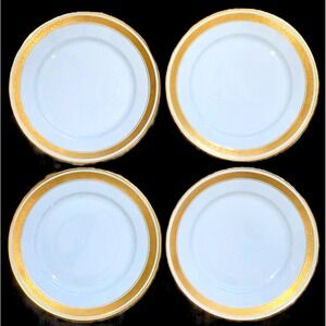 4 Antique Pickard Gold Decorated‎ MZ Austria Antique 7.75" China Salad Plates